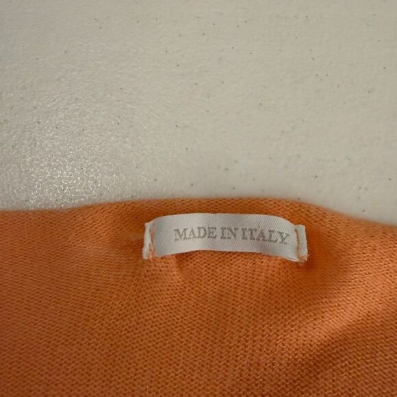 Made In Italy Sweater Women's Orange V-Neck Slouchy Dolman Pullover Knit - Picture 7 of 9